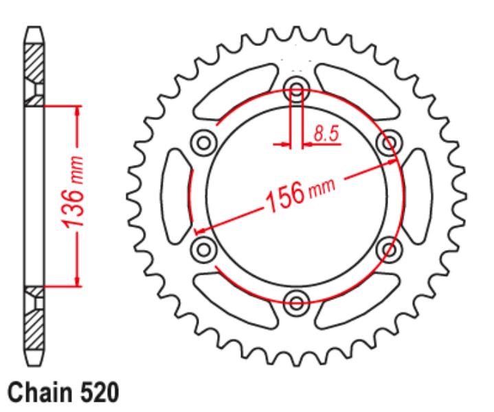 CHT rozeta hliníková T7075 (ergal) 702 52 HUSQVARNA TE/TC 90-14, BETA 350/400/450 RR 4T, CAGIVA 125/250 WMX/WRK ENDURO barva stříbrná